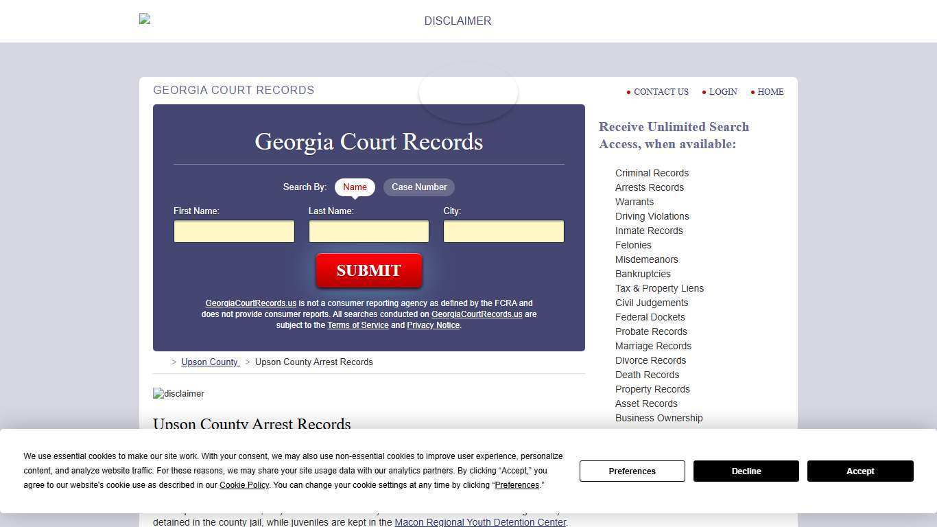 Upson County Arrest Records | GeorgiaCourtRecords.us
