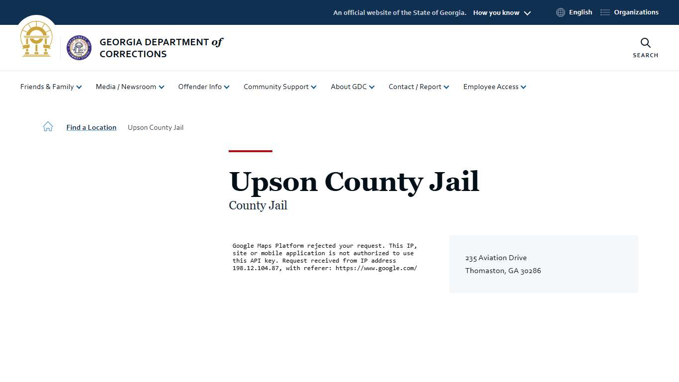 Upson County Jail | Georgia Department of Corrections
